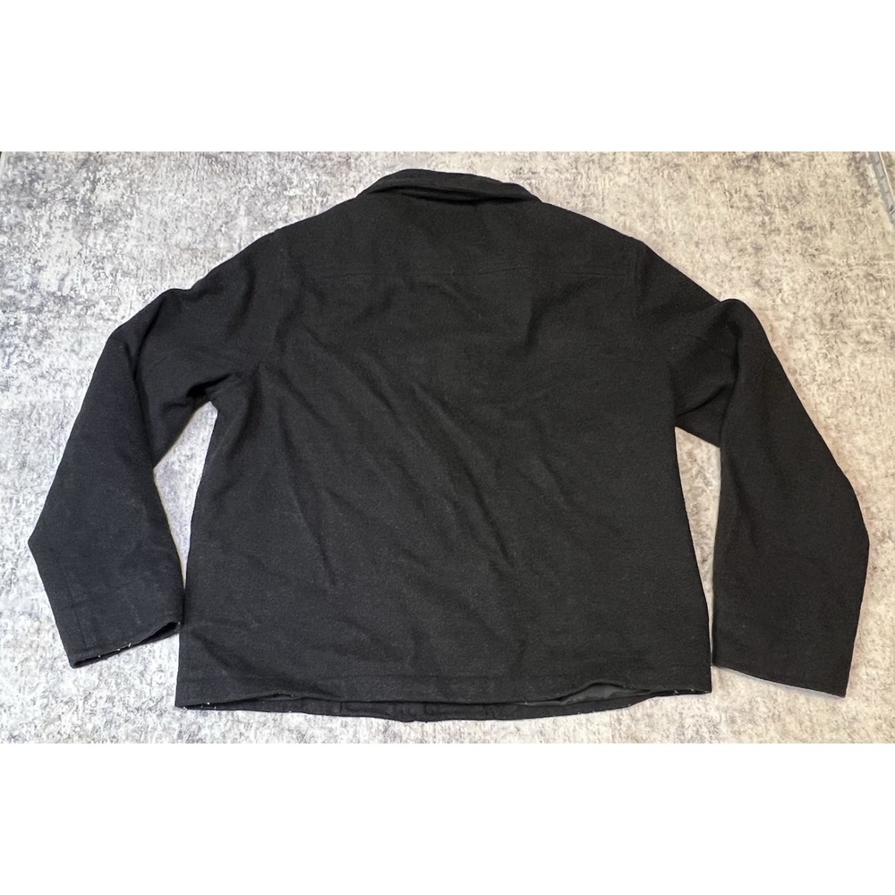 Y2K Old Navy Wool Blend Jacket Mens Large Black Full Zip Classic Outerwear - Picture 2 of 8